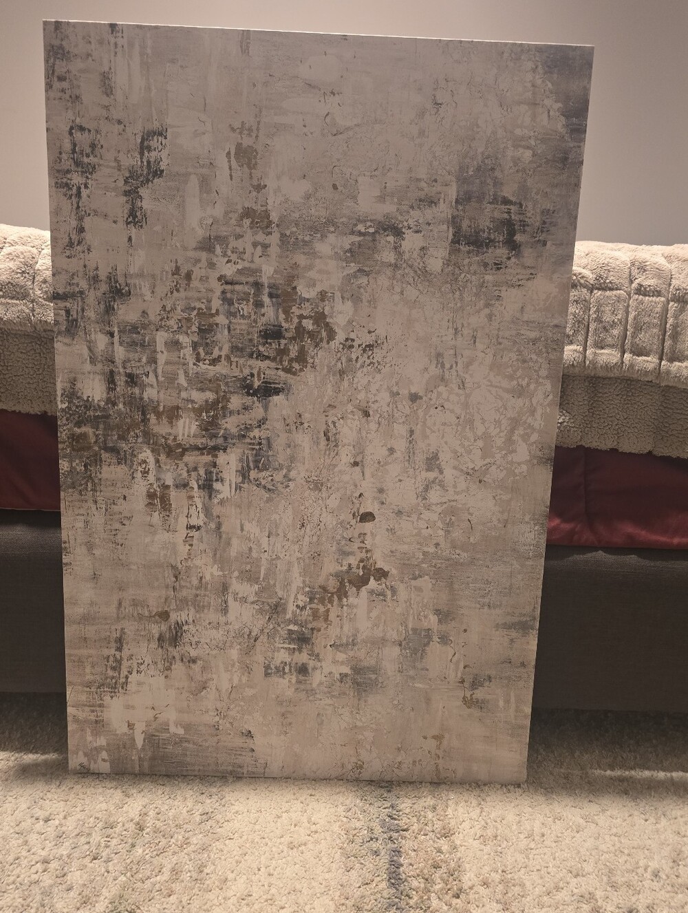 Neutral Abstract Texture Canvas Wall Art in Gray and Cream 24×36